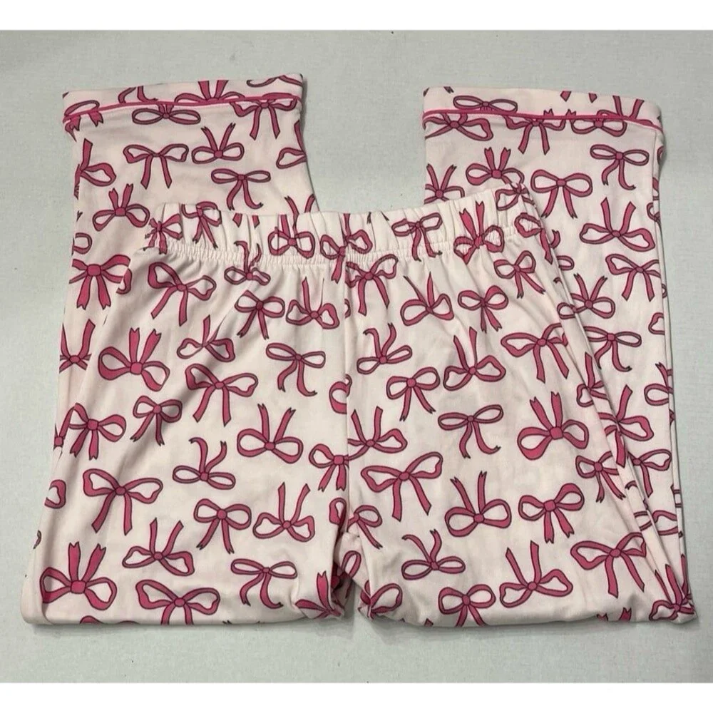Cuddl Duds Girls Pink Bows Pajama Bottoms Size S (6/6X) New Without Tags